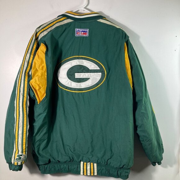 Vintage 90s NFL Pro Line Starter Jacket Green Bay‎ Packers L Insulated Zip - Picture 2 of 10